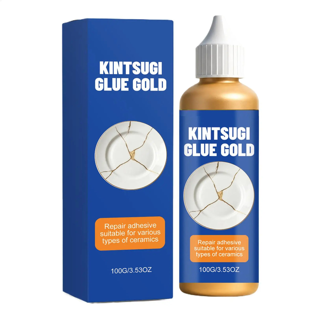 Porcelain Repair Glue 100g Strong Gold Food Safe Agent Adhesive Strong Clay Adhesive for Bathtub Bathroom Countertop Floor Sink Quake