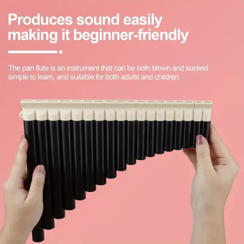 18-Tube Pan Flute, 18-Pipe Panpipe, Disassemblable to 16-Tube, ABS Material, Easy to Play, for Performance, Teaching, and Practi Quake