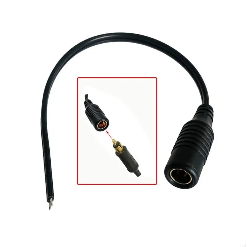 DIN Female Power Cable with Open Wire End, 35 Black PVC 12 V Cable for Motorcycle Accessory Wiring and Electrical K1KF Quake CN