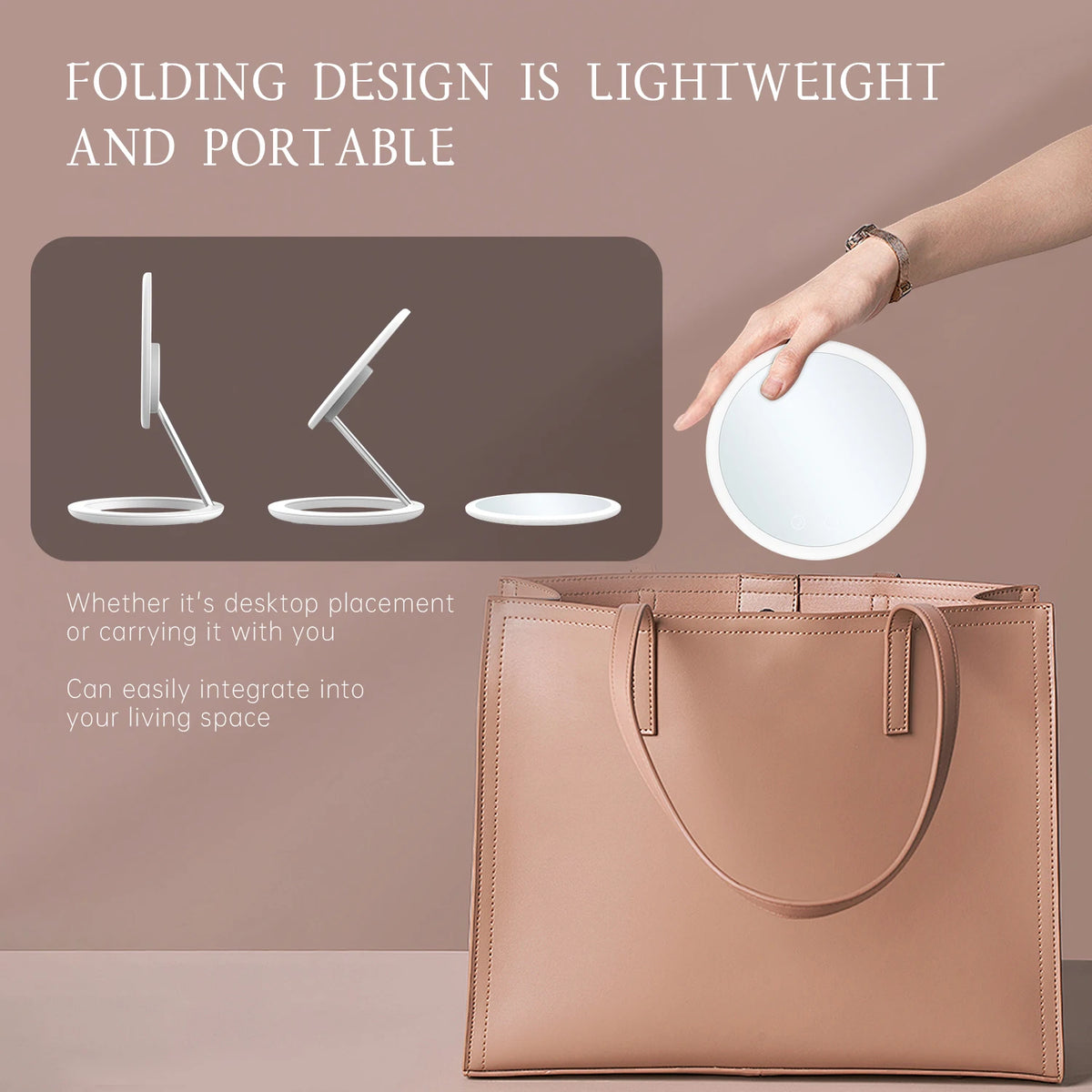 LED Makeup Mirror 3 Color Light Adjustment Light Up at a Touch Ultra Long Endurance Folding portable travel makeup mirror Quake