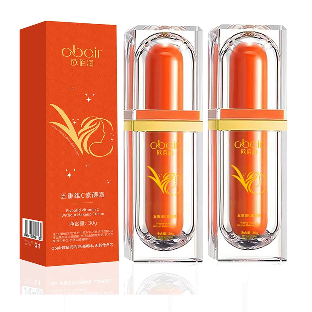 Five Vitamin C Tone Up Cream Vitamin C BB Cream Hydrating Face Moisturizer Conceal Pores Waterlight Makeup Lazy Concealer Quake 2PCS