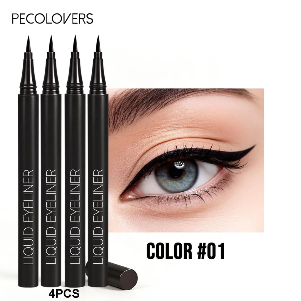 4PCS Liquid Black Eyeliner,Ultra-fine Tip for Precise Application, Quick-drying, Long-lasting Eye Makeup, Natural-looking Pencil Quake 01x4PCS