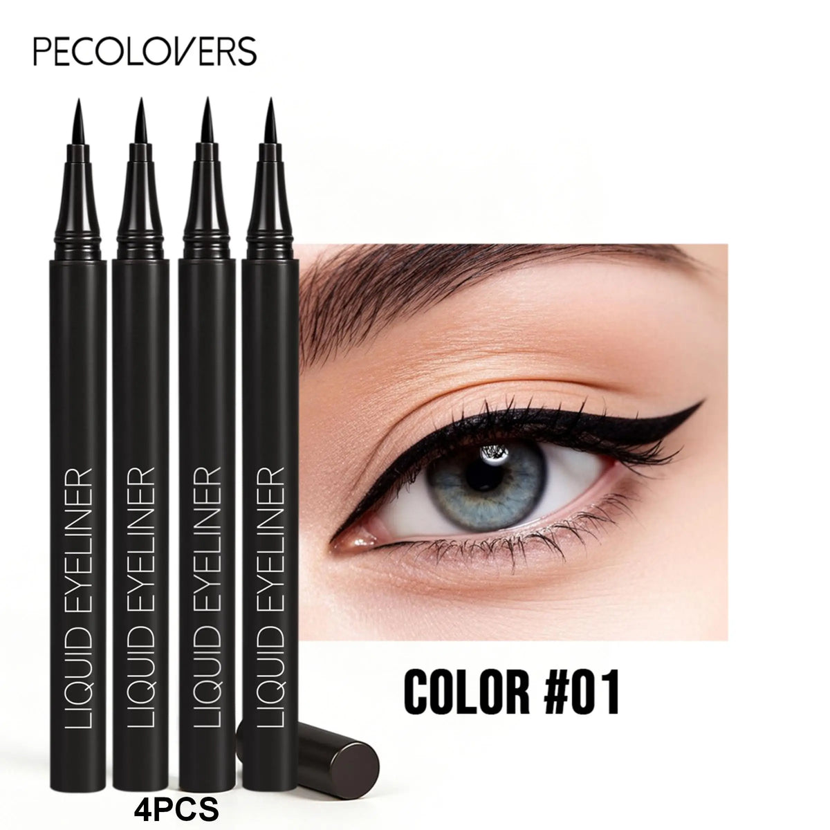 4PCS Liquid Black Eyeliner,Ultra-fine Tip for Precise Application, Quick-drying, Long-lasting Eye Makeup, Natural-looking Pencil Quake 01x4PCS
