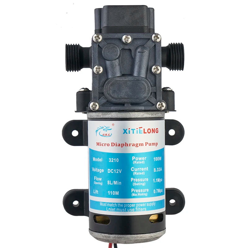 100W 12V 3210H2D Small Electric Garden Irrigation Diaphragm Pump, Used for Lawn Spraying, Pesticide Spraying,Cleaning Water Pump Quake