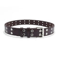Fashion Punk Waistband PU Leather Double Holes Waist Strap Metal Pin Buckle Solid Color Decoration Belt Children Quake coffee