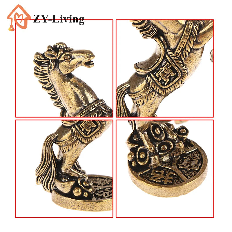1Pc Bronze Horse Statue Chinese Zodiac Sculpture Metal Craft Living Room Tea Table Desktop Home Decor Quake