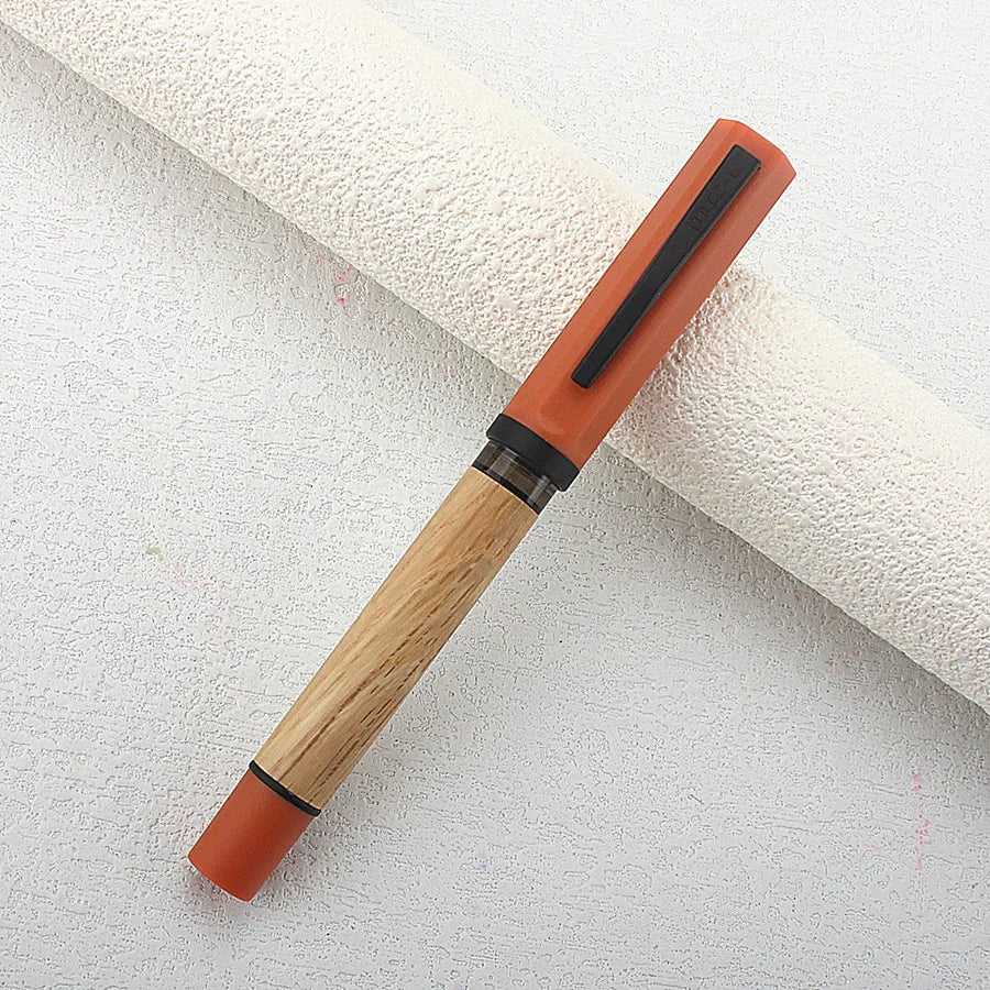 JINHAO 58D Wooden Fountain Pen 0.3mm Nib Oak Wood Ink Pen For Student School Office Calligraphy Writing Gift Pen Quake 58-3 0.3MM