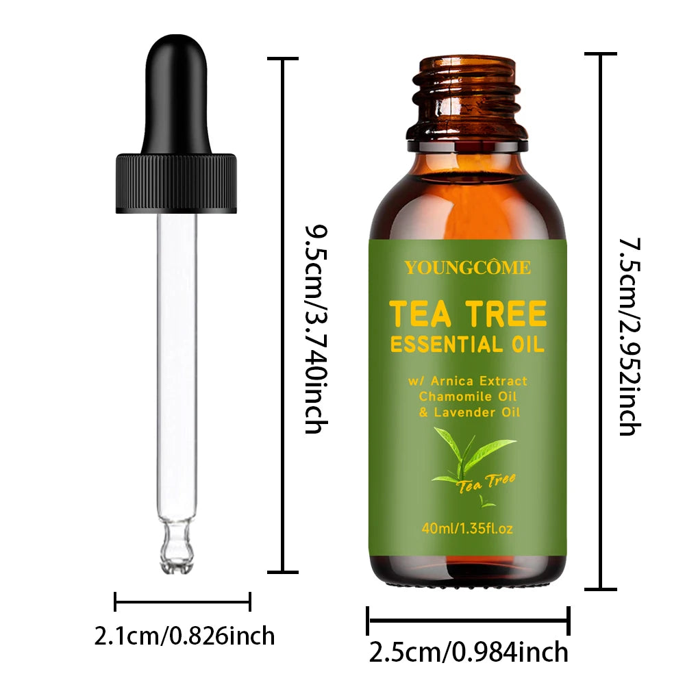 Tea Tree Essential Oil for Skin Care Hair Dry Scalp Nails Aromatherapy And Diffuser Quake 40g