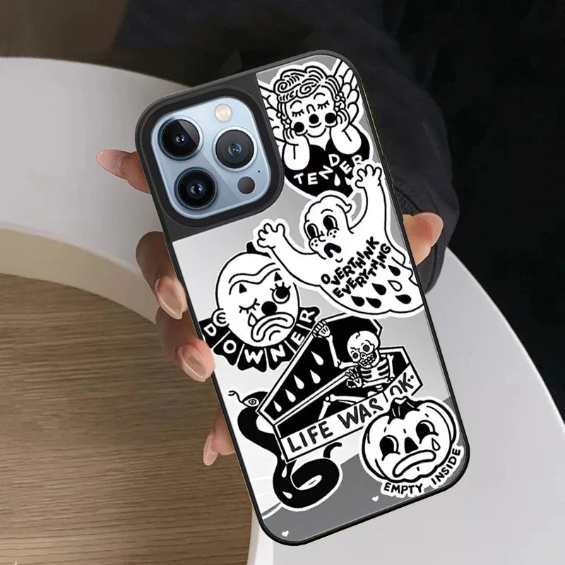 Vacation Summer Pattern Mirror Surface Magnetic Phone Case Cover for IPhone 13 14 15 16 17 18 Pro Max Case Quake