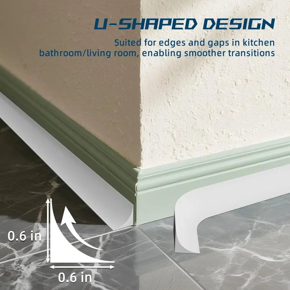 Durable Silicone Quarter Round Molding Trim Peel and Stick Flexible Shoe Molding 1/2/3 Meters Water Dam Barrier Floor Edge Quake
