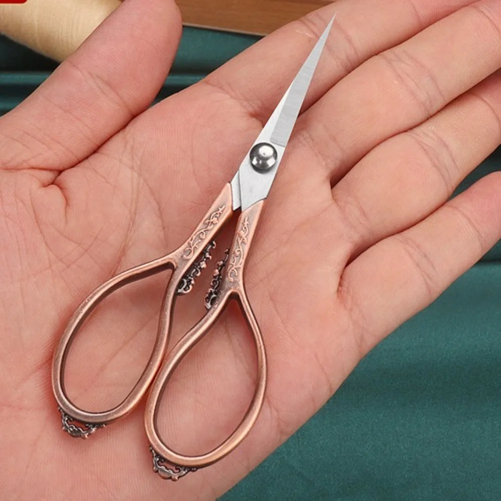 Vintage Detail Tailor Scissors Precision Embroidery Pointed Scissors Stainless Steel Office Supplies Sewing Scissors Quake