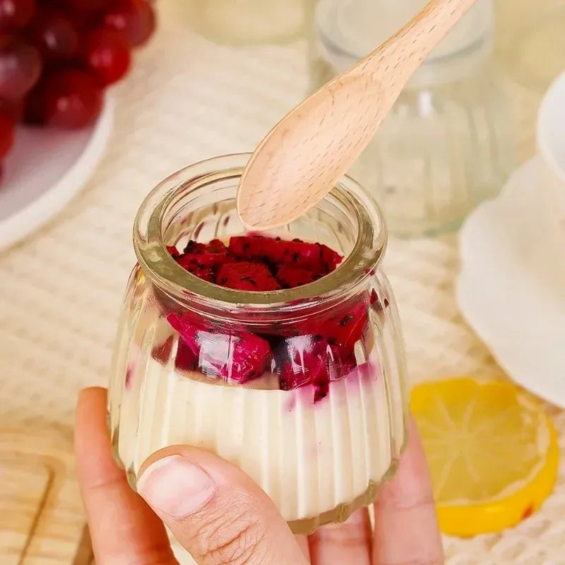 Yogurt Pudding Glass Jar Mini Mousse Drinking Bottle with Lid High Temperature Resistant Homemade Juicing Milk Storage Container Quake