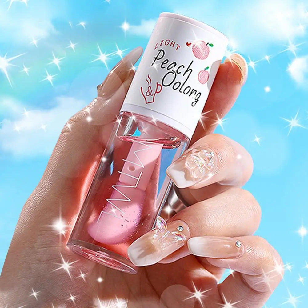 Korean Kawaii Lip gloss Honey Peach Lip Oil Long Lasting Non-sticky Moisturizing Vitamin E Lip Tint Lip Plumper Lip Care Serum Quake