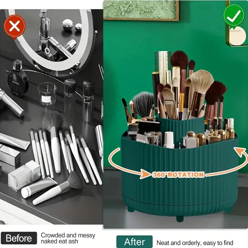 360° Rotating Makeup Brush Holder Cosmetic Brush Holder Large Capacity Lipstick Eyebrow Makeup Brush Holder Jewelry Container Quake