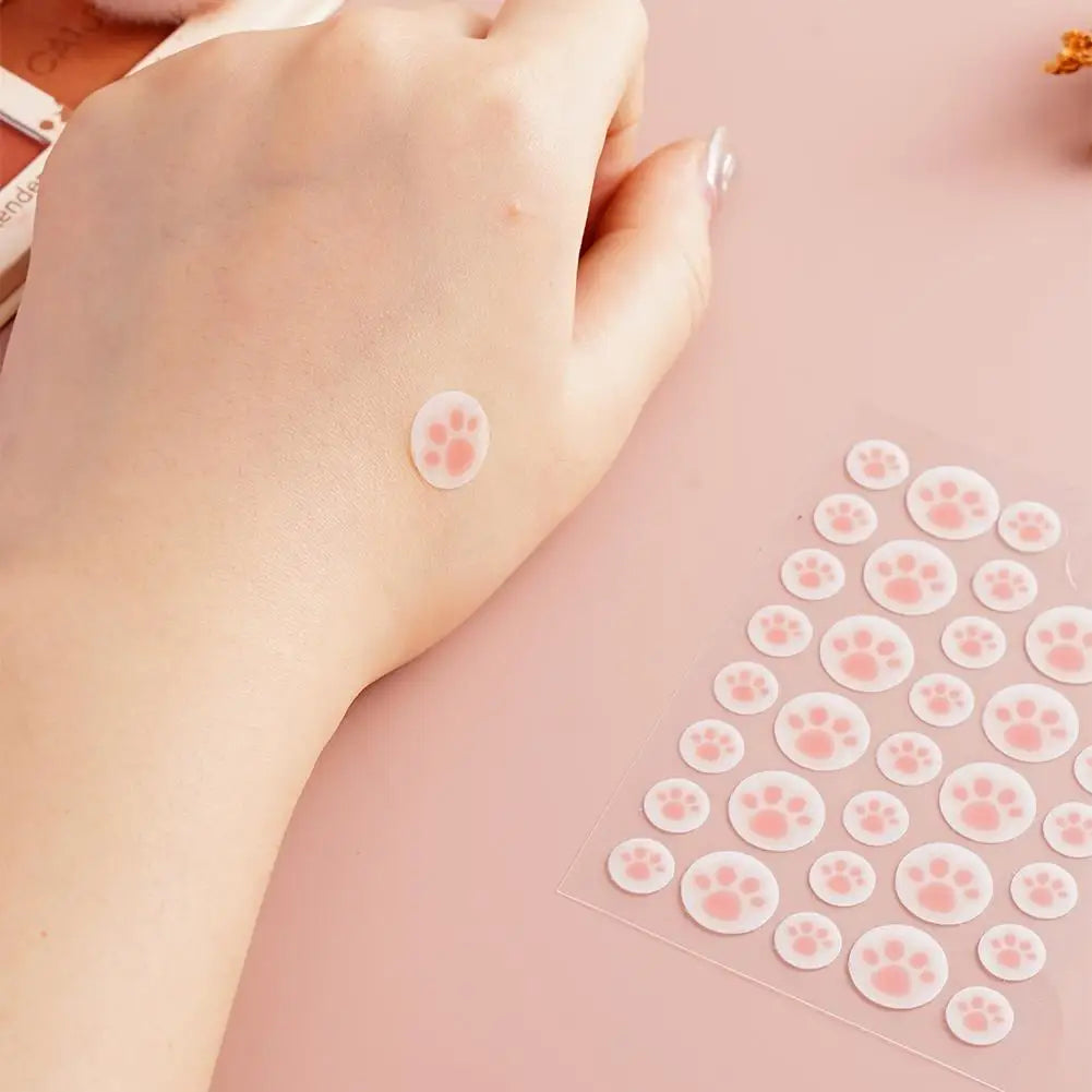 Hydrocolloid Acne Pimple Patch 36 Counts Cute Cat Paws Shaped Acne Absorbing Cover Patch, Invisible For Acne Dots Quake