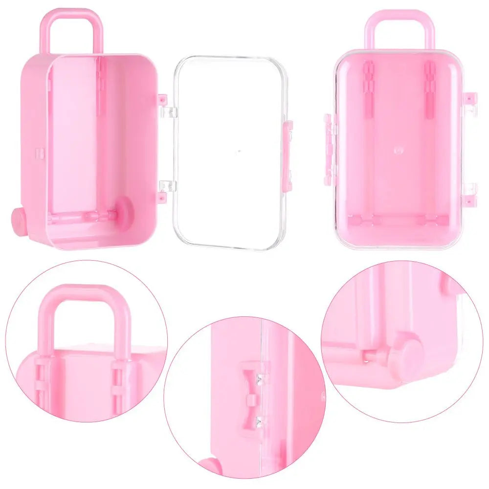 Fashion Plastic Mini Suitcase for Dolls Miniature Toys Trunk Dollhouse Decoration Lovely Small Clutch Jewellery Box Doll Handbag Quake