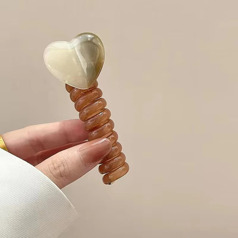 Minimal Telephone Cord Hair Rope for Bubble Braids and Ponytails Practical Women Hair Styling Daily Wear Ornaments Quake coffee color