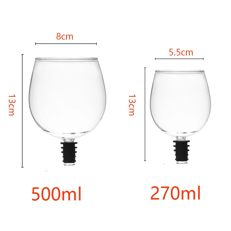 YWDL 270/500ml Wine Bottle Glass Topper Drink Directly From The Bottle Clear Shot Glass Cup Wine Decanter With Silicone Seal Quake