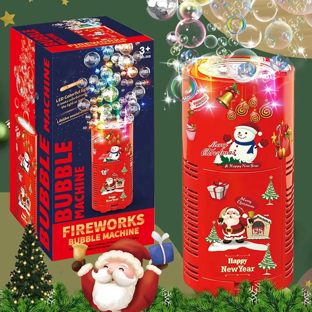New Automatic Firework Bubble Machine Blowing Colorful Bubbles with Dynamic Music Light Bubble Toy for Kids Party Christmas Gift Quake