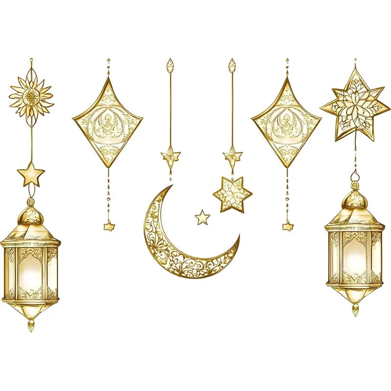 1pc Vintage Golden Moon Star Hanging Decoration Homestay Living Room Wall Decoration Stickers Home Decoration Quake