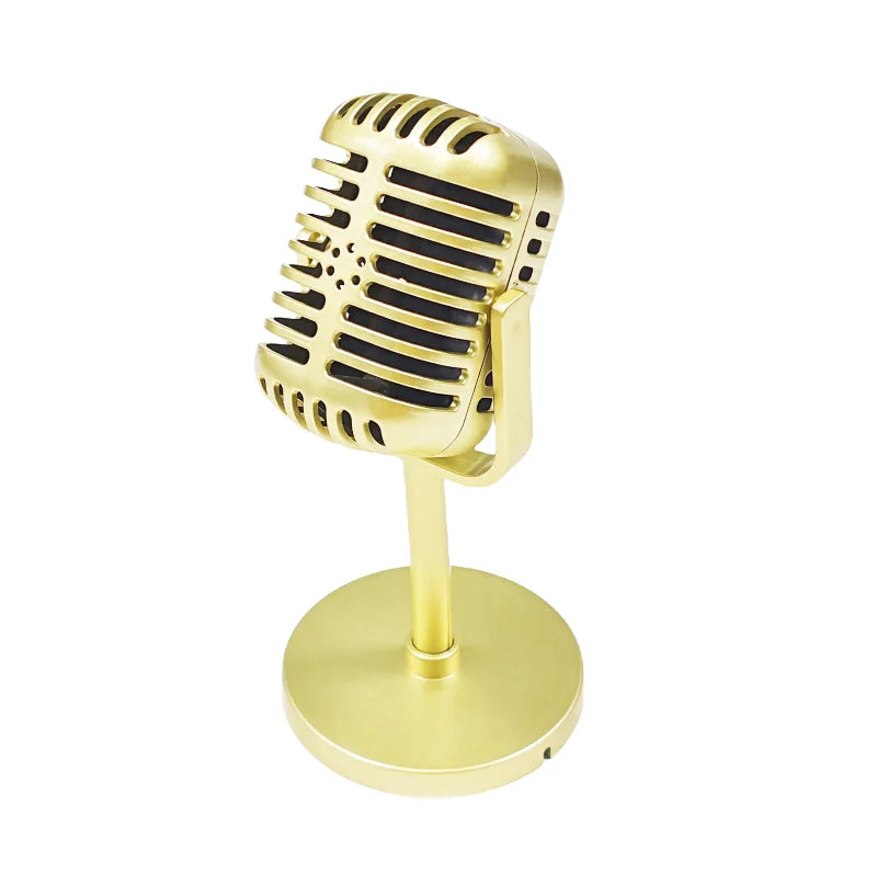 Retro Microphone Prop Classic Plastic Microphone Party Favors Live Performance Home Decoration Ornaments Quake Golden