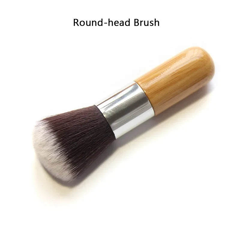 1PCS Professional Makeup brushes Bamboo Handle Powder Concealer Liquid Foundation Makeup Tools Beauty Cosmetics Brusher Quake Short round brush