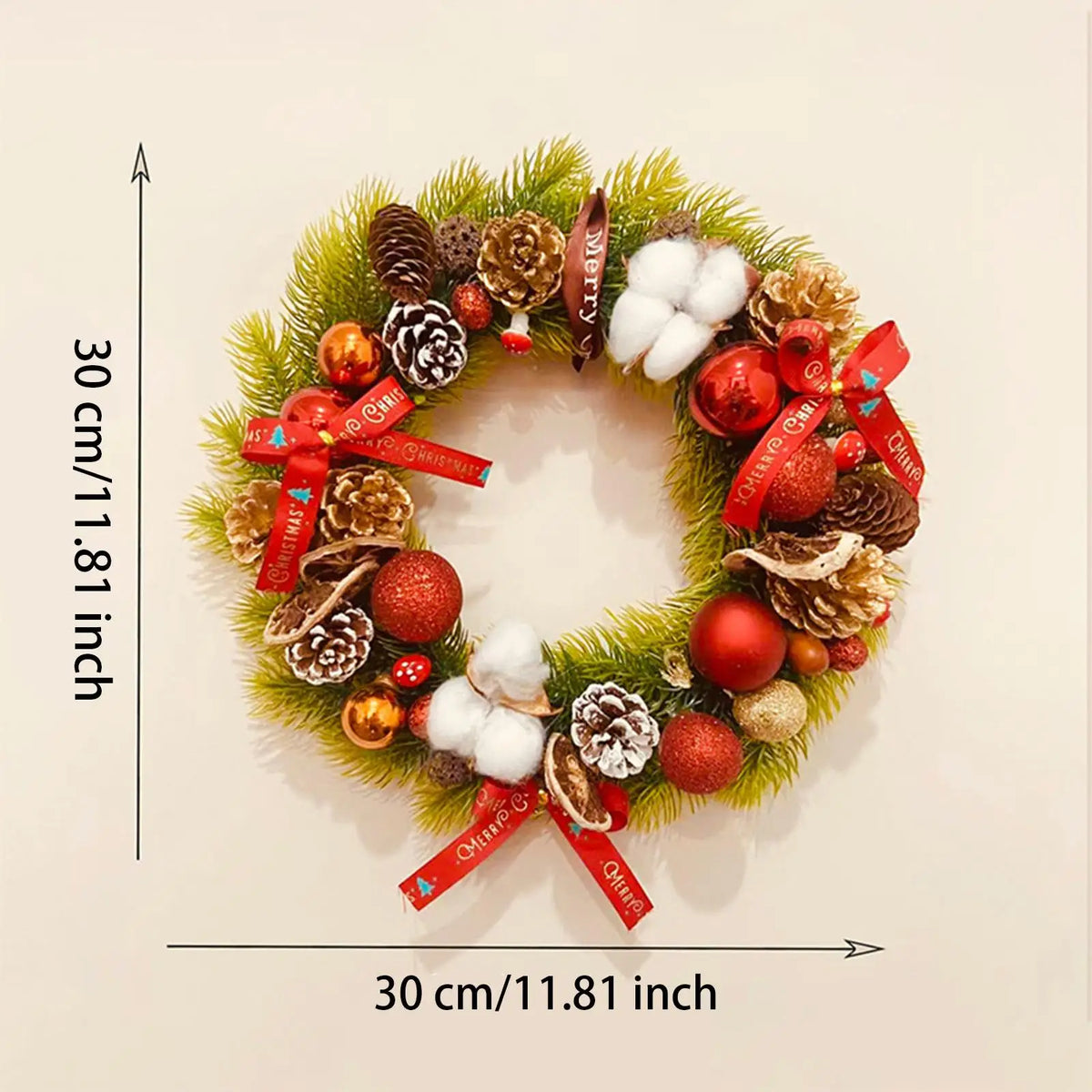 Christmas Wreath Winter Wreath Seasonal Garland Flowers Wreath Xmas Wreath for Wall Kitchen Indoor Outdoor Window Decoration Quake