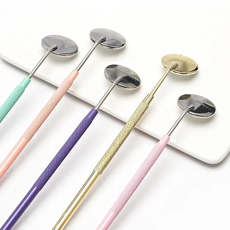 New Stainless Steel Mouth Mirror Teeth Cleaning Oral Check Dental Mirror Filling Makeup Eyelashe Extension Inspection Mirror Quake