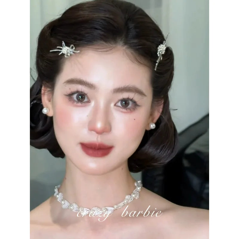 Rhinestone Pearl Hair Comb Clips Bride French Elegant Hair Clip Pins Weeding Bridal Prom Hair Accessories Bridesmaid Decorations Quake
