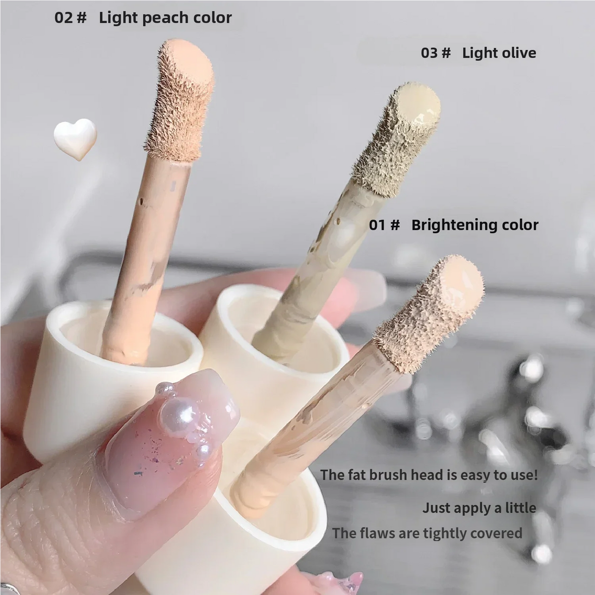 SHAQINUO Concealer Pen Cream Silk Soft - Flawless Coverage Acne Scars Dark Spots Circles Brightening Long-Lasting Makeup CO:02 Quake