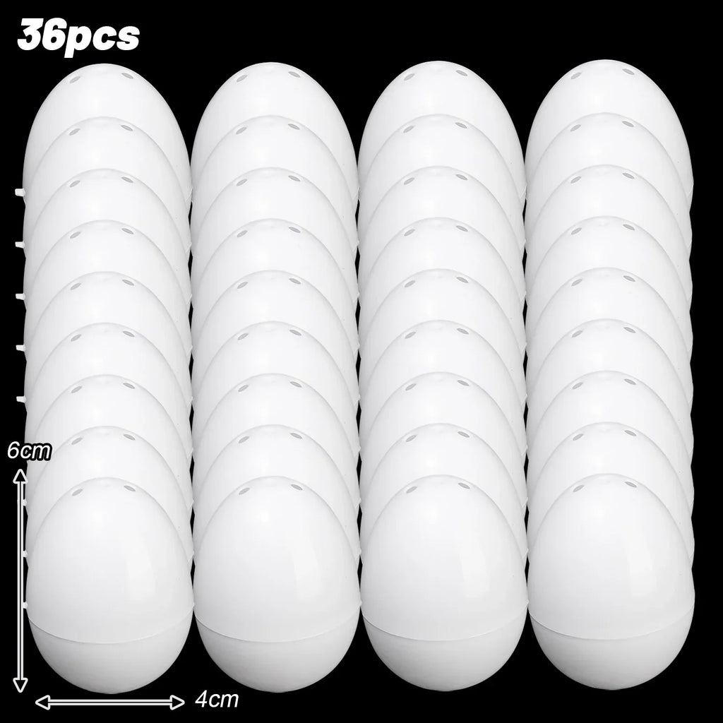 36/12PCS White Easter Filling Eggs DIY Easter Decoration Egg Plastic Empty Simulation Eggshell Game Toys Festival Party Decor Quake 36PCS