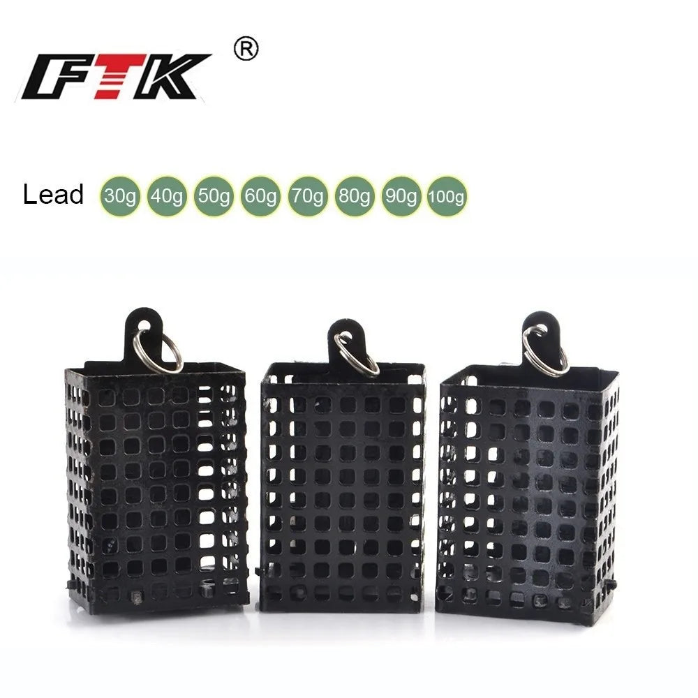 Square Shape Metal Feeder Wire Material 30g-100g Weight Bait Basket Holder Carp Fishing Sinking Freshwater Fishing Quake
