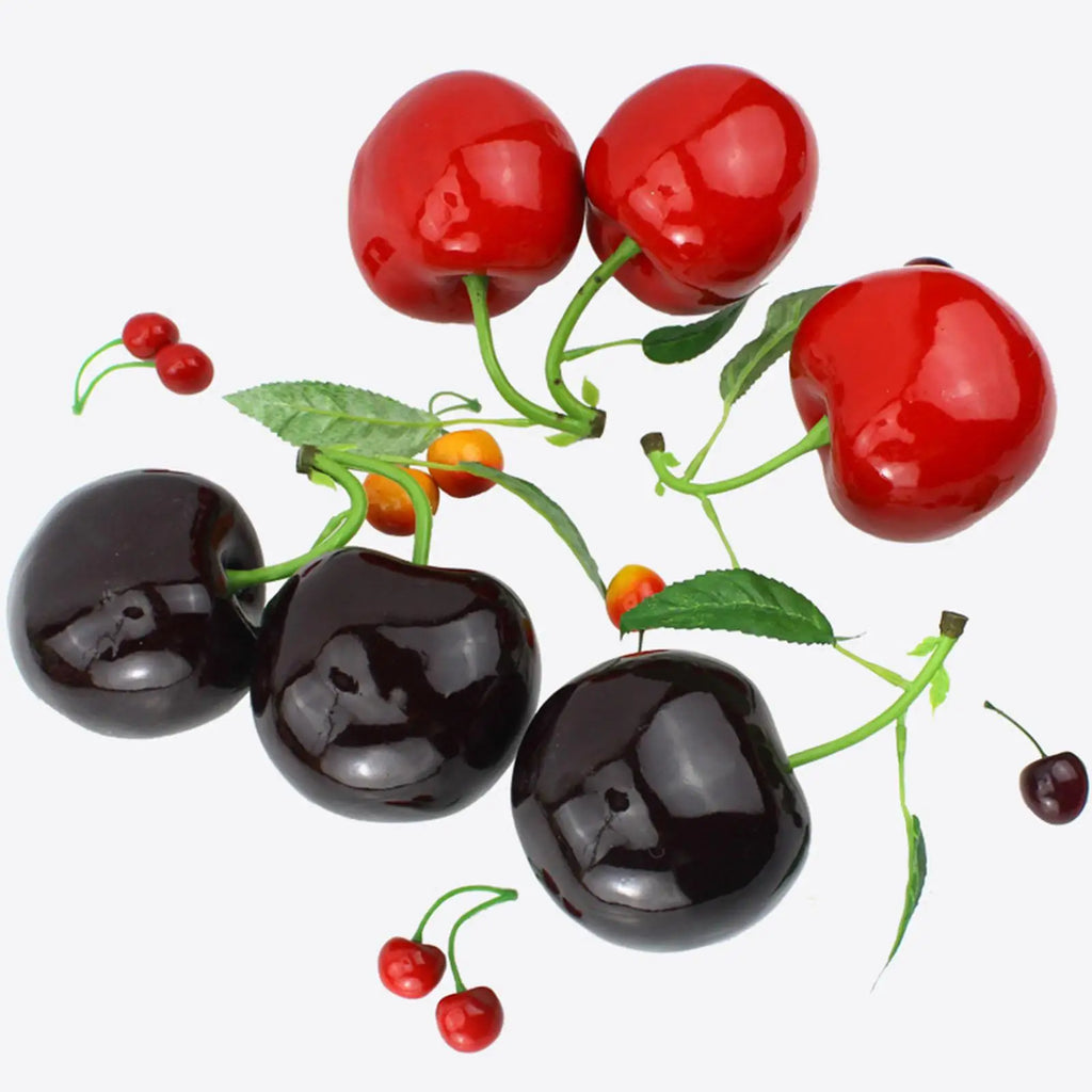 Simulation Cherry Desk Ornament Christmas Photography Prop Kitchen Toys Cabinet Figurine Wedding Simulation Food Model for Home Quake