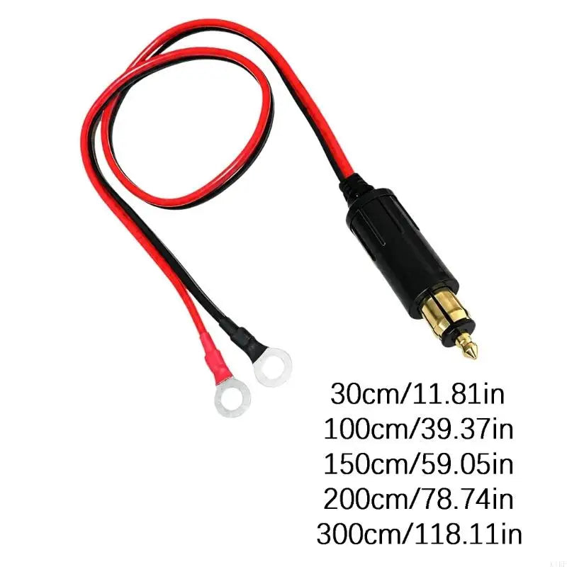 Motorcycle 12V DIN Male Wiring Cable with Eyelet Ends, PVC Coated Power Wire for Accessory and Battery Connection K1KF Quake