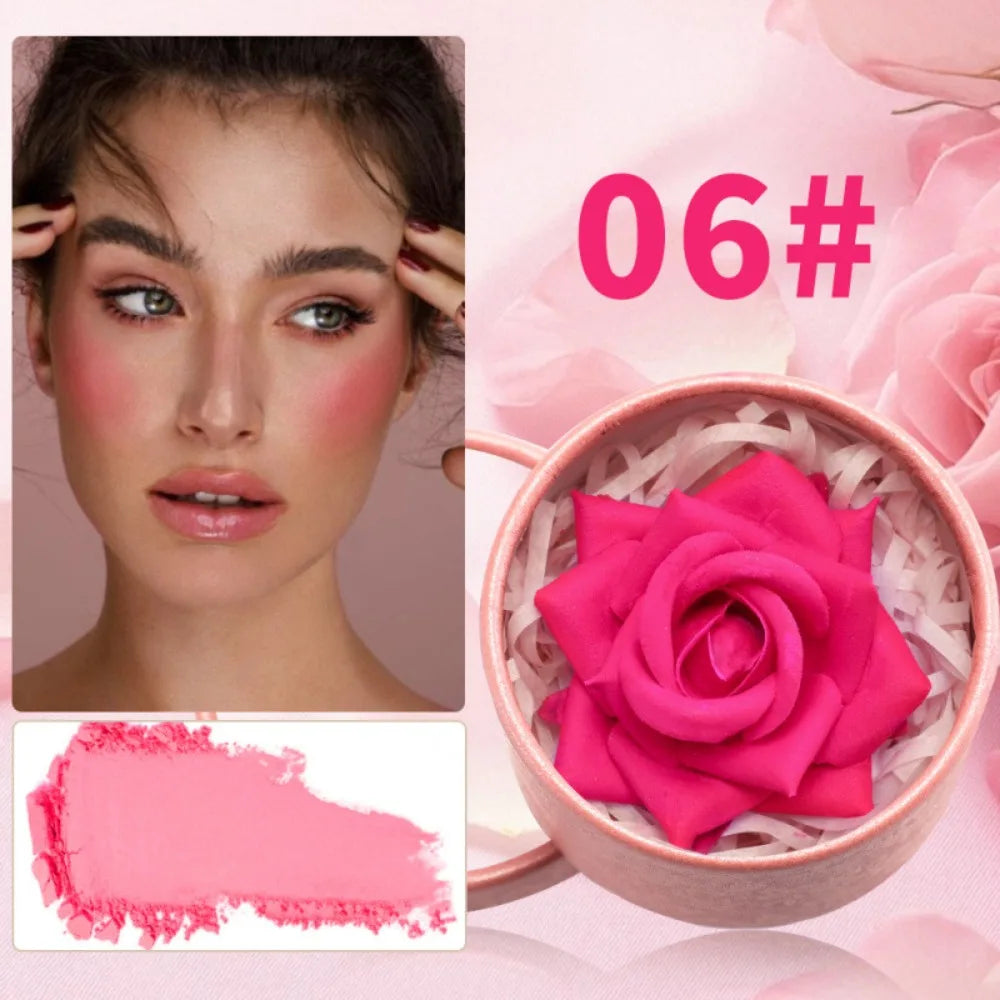 SAM SUGAR 3D Three-Dimensional Rose Blush, High Gloss, Naturally Enhances the Complexion, Small Petals, Nude Makeup Color:06 Quake 06