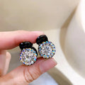 2pcs Circular Rhinestone Small Hair Claw Women Girls Sweet Cute Hair Claw Clip Small Hairpin Crab Clips Hair Styling Accessories Quake White