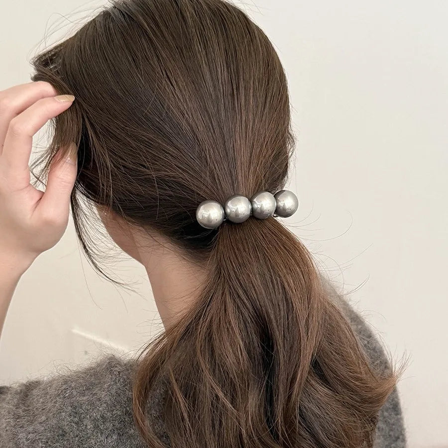 New Big Pearls Spring Clip Ponytail Hairpin for Women Elegant Temperament Hair Styling Barrettes Lady Hair Accessories Hairgrip Quake