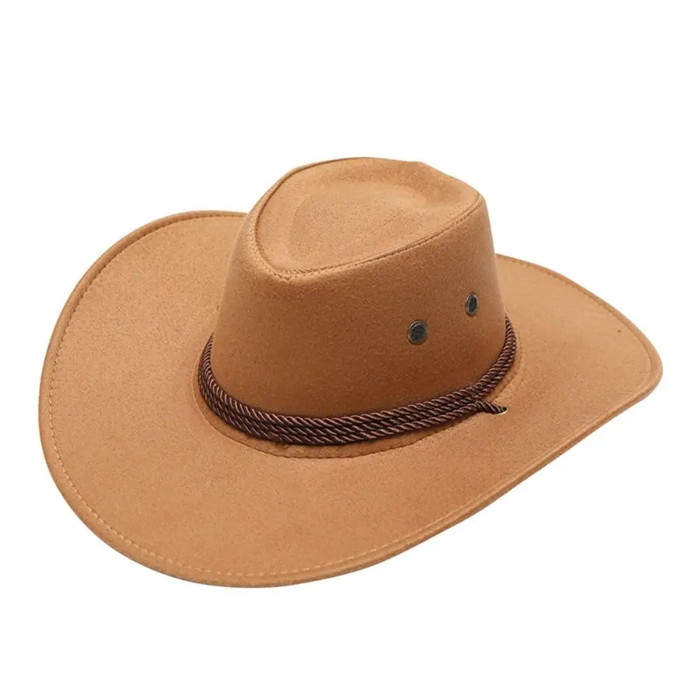 Unisex Artificial Suede Beach Cowboy Hat Wide Brim Sun Protection Party Cosplay Hat Breathable Solid Color Sun Sunscreen Cap Quake