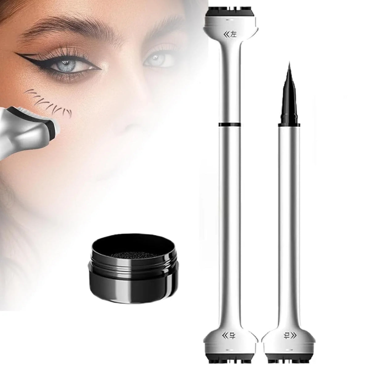 Lower Lash Stamp,2-in-1 Waterproof Sweatproof Eyeliner with Individual Liquid Eyeliner Reusable Eyelash Stamp Set Makeup Quake 02 brown