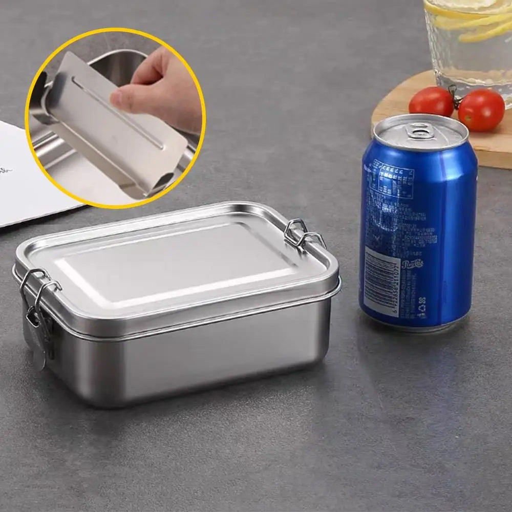 Portable Stainless Steel Bento Box Square Leakproof Lunch Box Large Capacity with Lid Lunch Container Outdoor Quake 850ml-with spacer