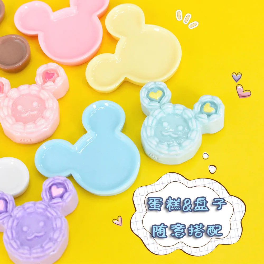 10Pcs Cute Cartoon Mouse head Plate Flatback Resin Cabochon Dollhouse Plays Toy Craft DIY Decoration Making Accessories Quake