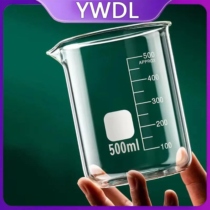 YWDL 500/1000ml High Borosilicate Glass Measuring Cup With/No Handle Heat-resistant Laboratory Beaker Kitchen Measuring Tools Quake