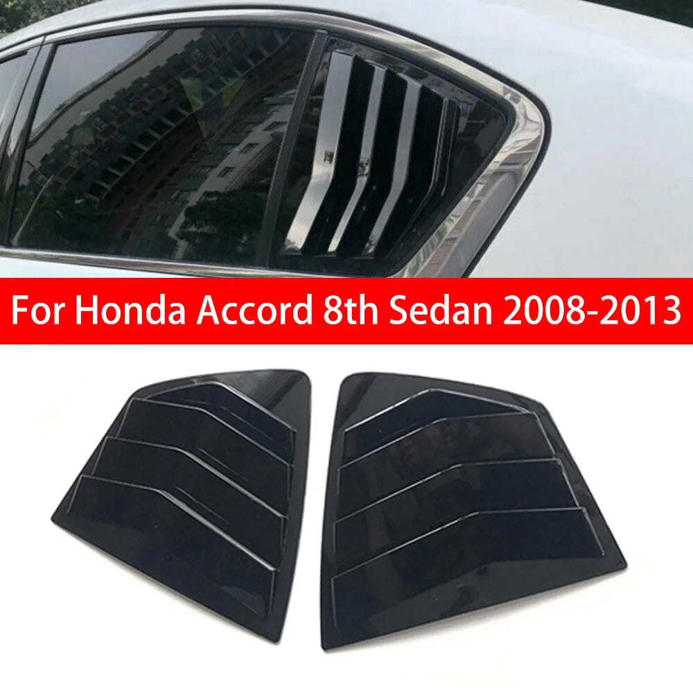 For Honda Accord 8th Sedan 2008-2013 Car Rear Louver Window Side Shutter Cover Trim Sticker Vent Scoop ABS Carbon Fiber Black Quake