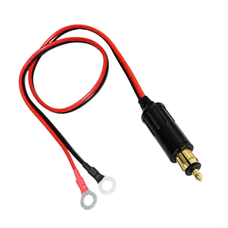Motorcycle 12V DIN Male Wiring Cable with Eyelet Ends, PVC Coated Power Wire for Accessory and Battery Connection K1KF Quake 30cm CN