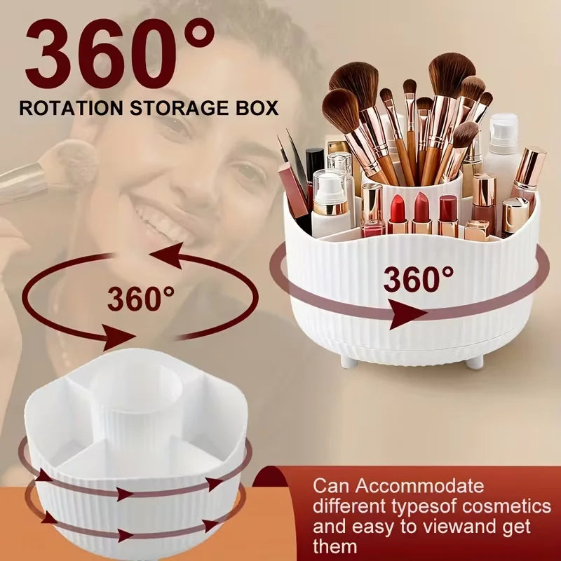 360° Rotating Makeup Brush Holder Cosmetic Brush Holder Large Capacity Lipstick Eyebrow Makeup Brush Holder Jewelry Container Quake