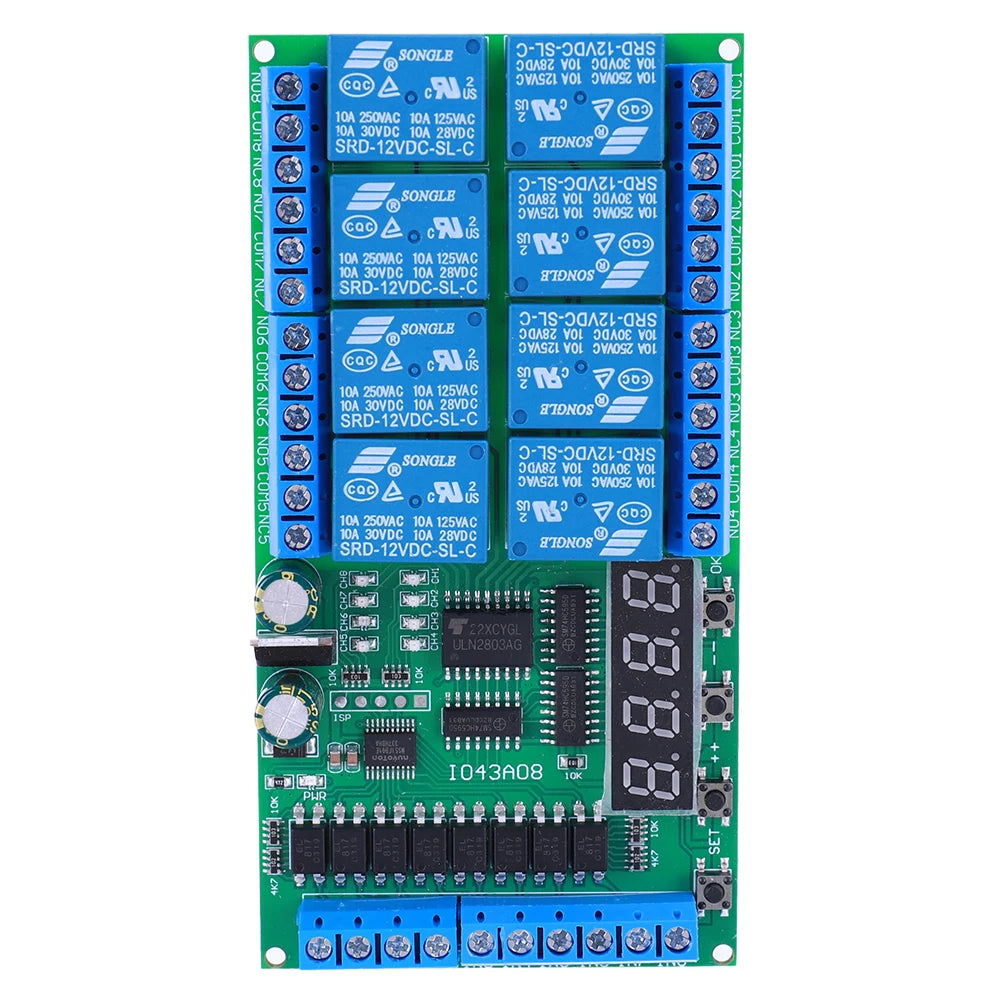 DC 12V 8 Channels Multifunction Timer Time Switch Relay Module Timing Cycle Interlock Self-locking Momentary Bistable Quake Bundle1