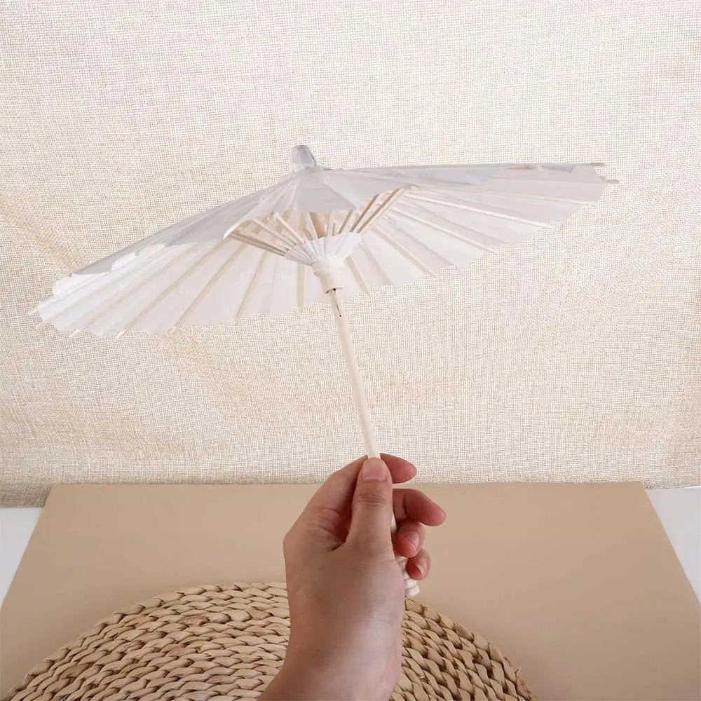 1Pcs Dia 20/30/40/60cm Paper Umbrella Traditional White Long-handle Painting Supplies Blank DIY Handmade Photography Prop Quake