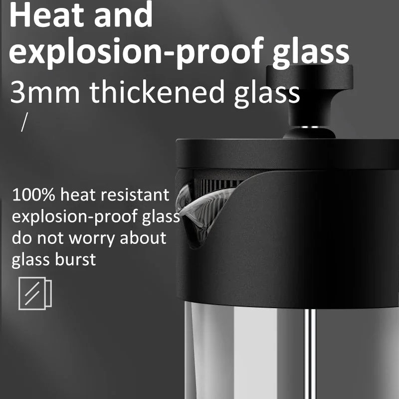 350/600/1000ML French Press Coffee Maker Pot Thickened Borosilicate Glass French Press Coffee Maker Multifunction Hand Punch Pot Quake