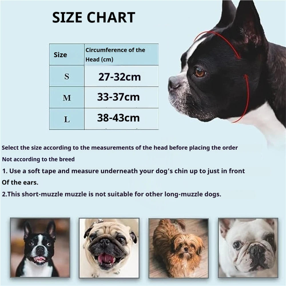 Short Snout Dog Muzzle,Soft Silicone Flat Faced Muzzle for French Bulldog Shih Tzu & Pug for Biting Chewing Licking and Grooming Quake