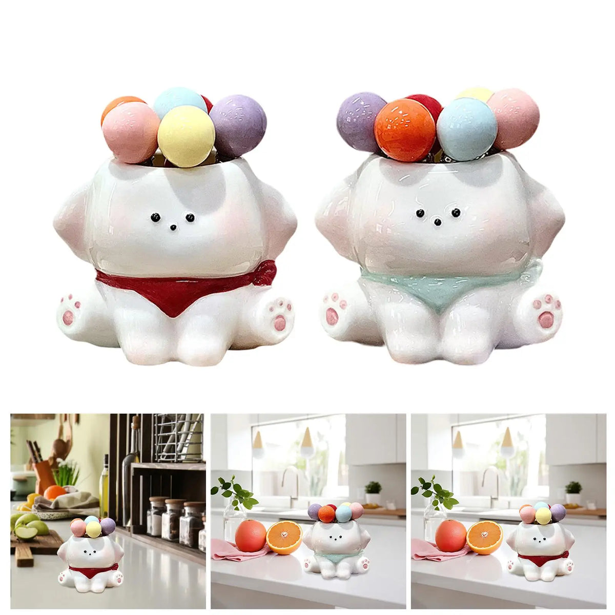 Food Pick Ceramic Puppy Fruit Fork Jar Dessert Fork Set for Fruits Snacks and Stylish Table Decor Quake
